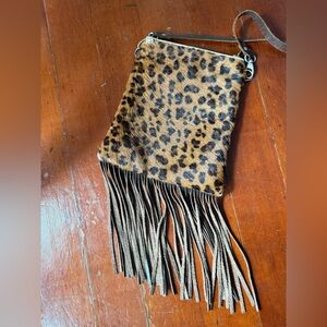 Leopard Print Fringe Crossbody Bag